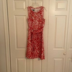 Talbots orange and cream dress